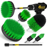 Holikme 6Pack Drill Brush Power Scrubber Cleaning Brush Extended Long Attachment Set All Purpose Drill Scrub Brushes Kit for Grout, Floor, Tub, Bathroom and Kitchen Surface,Scratch Brushes（Yellow）