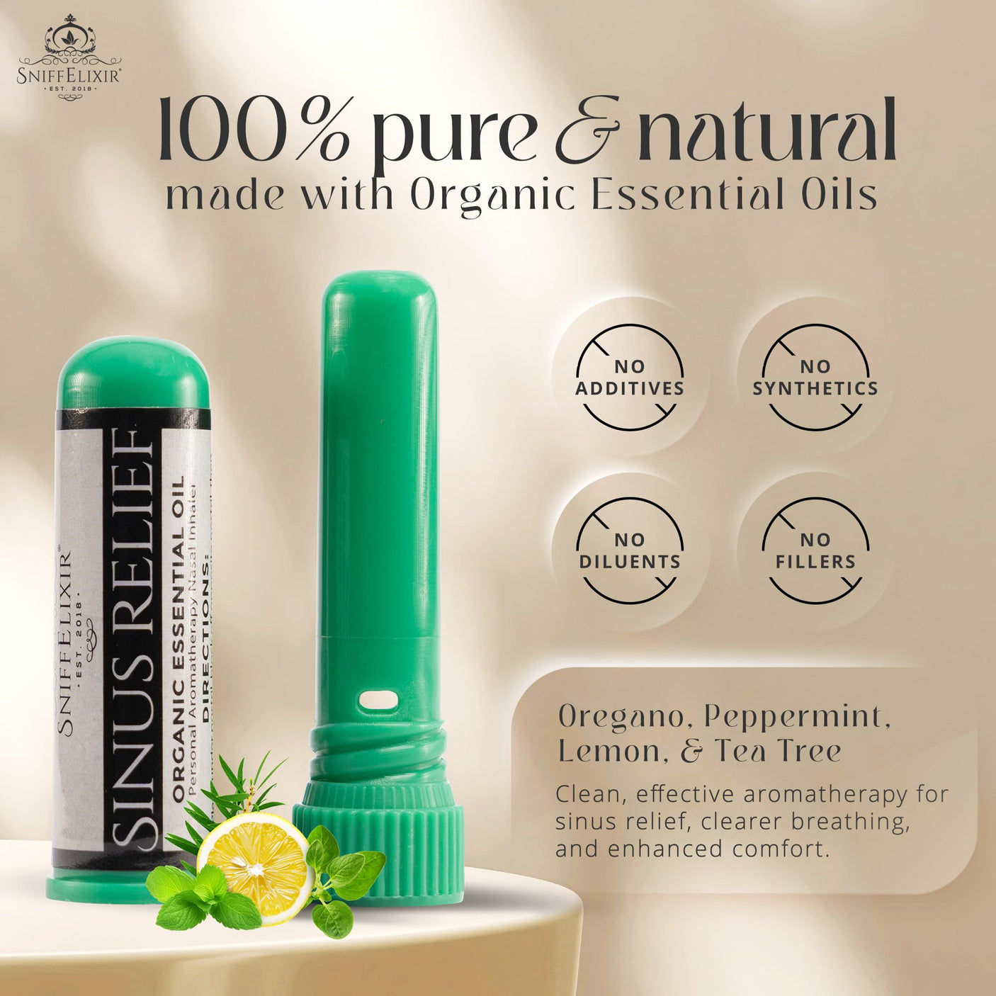 Nasal Stick Inhaler Lavender Nasal Aromatherapy Inhaler - Natural Essential Oil Inhaler for Calm Mind, Mood Boost Nausea Inhaler Relaxation Gifts Nasal Inhaler Stick Portable Nasal Inhalers for Adults