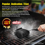 GRILLART Grill Brush Bristle Free. SteamWizards BBQ Replaceable Cleaning Head, Unique Seamless-Fit Scraper Tool for Cast Iron/Stainless-Steel Grates, Safe Barbecue Grill Cleaner-Red