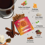 MINDRIGHT Brain Boost Coffee Enhancer - Superfood Blend w/Mushroom - Caffeine Free Low Sugar (Cocoa Blend, 10 Pack)