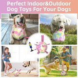 QDAN Premium Dog Toys Balls, Dog Soccer Ball with Straps, Dog Birthday Gifts, Herding Ball, Durable Balls for Small Medium Pet, Puppy Outdoor Toy, Pet Training Soccer Ball, World Cup Soccer (6 Inch)