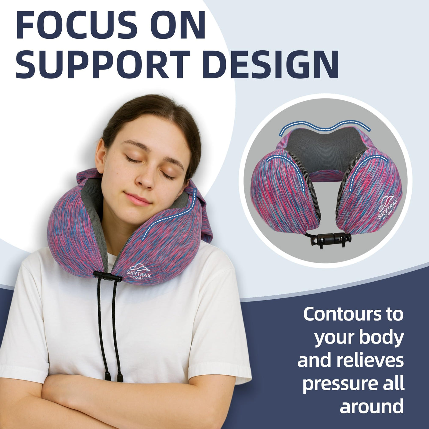 Travel Pillow with Extra Large Hood for Airplane Long Flights Privacy and Comfort Memory Foam with Velvet Cover for Road Trip Head&Neck Support for Plane Office Cars Sleeping & Rest (Pink)