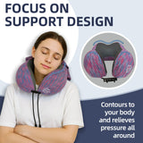 Travel Pillow with Extra Large Hood for Airplane Long Flights Privacy and Comfort Memory Foam with Velvet Cover for Road Trip Head&Neck Support for Plane Office Cars Sleeping & Rest (Pink)