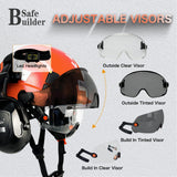 Industrial Safety Helmet with Visor Ear Muffs Hard Hat with Visor Vented Hardhats Construction Work Head Protection ANSI