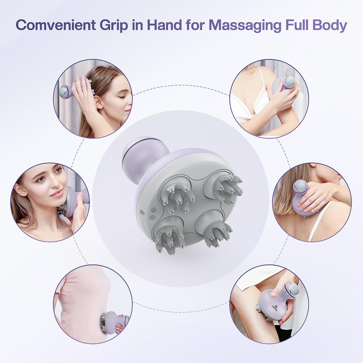 COMFIER Electric Cordless Hair Scalp Massager with Kneading 84 Massage Nodes, Handheld Portable Head Scratcher Massager for Hair Growth, Deep Clean and Stress Relax, Gifts for Men Dad