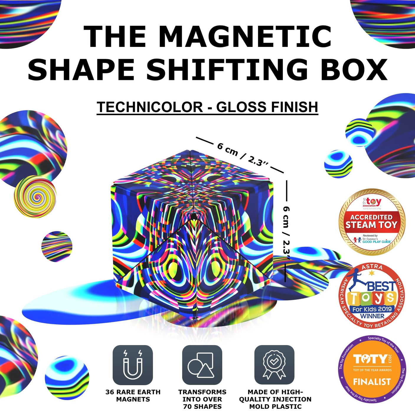 SHASHIBO Holographic Shape Shifting Box - STEM Magnetic Fidget Cube That Transforms Into Over 70 Shapes, Download Fun in Motion Toys Mobile App (Vapor)