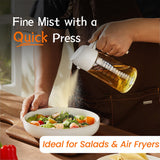 TrendPlain 16oz/470ml Glass Olive Oil Sprayer for Cooking - 2 in 1 Olive Oil Dispenser for Kitchen Gadgets, Air Fryer, Salad, and BBQ - Navy