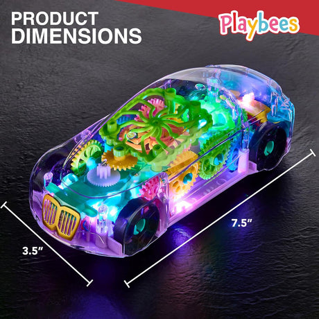 Light-Up Transparent Car Toy, Toys for Autistic Kids Ages 3-5 Sensory Toy for Kids with Autism Special Needs Toys, Bump and Go Toys for Toddlers Music and LED Effects Great Gift Idea
