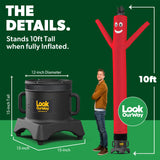 LookOurWay Air Dancers Wacky Waving Inflatable Tube Man Set - 10 Feet Tall Inflatable Dancing Man with Blower - Red