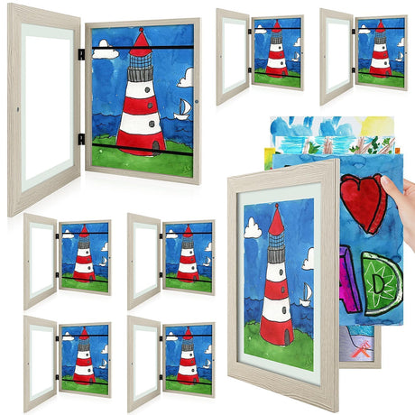 Golden State Art, 10x12.5 Kids Art Frames, Front-Opening Picture Frame Great for Kids Drawings, Artworks, Children Art Projects, Schoolwork, Home or Office (Walnut Set of 2)