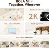 Enabot EBO 2K Camera Robot ROLA Mini: Movable Pet Camera Battery-Powered with Phone App, Indoor Cam w/One-Touch Call, 2-Way Talk, Night Vision, Motion Detection, Video Recording