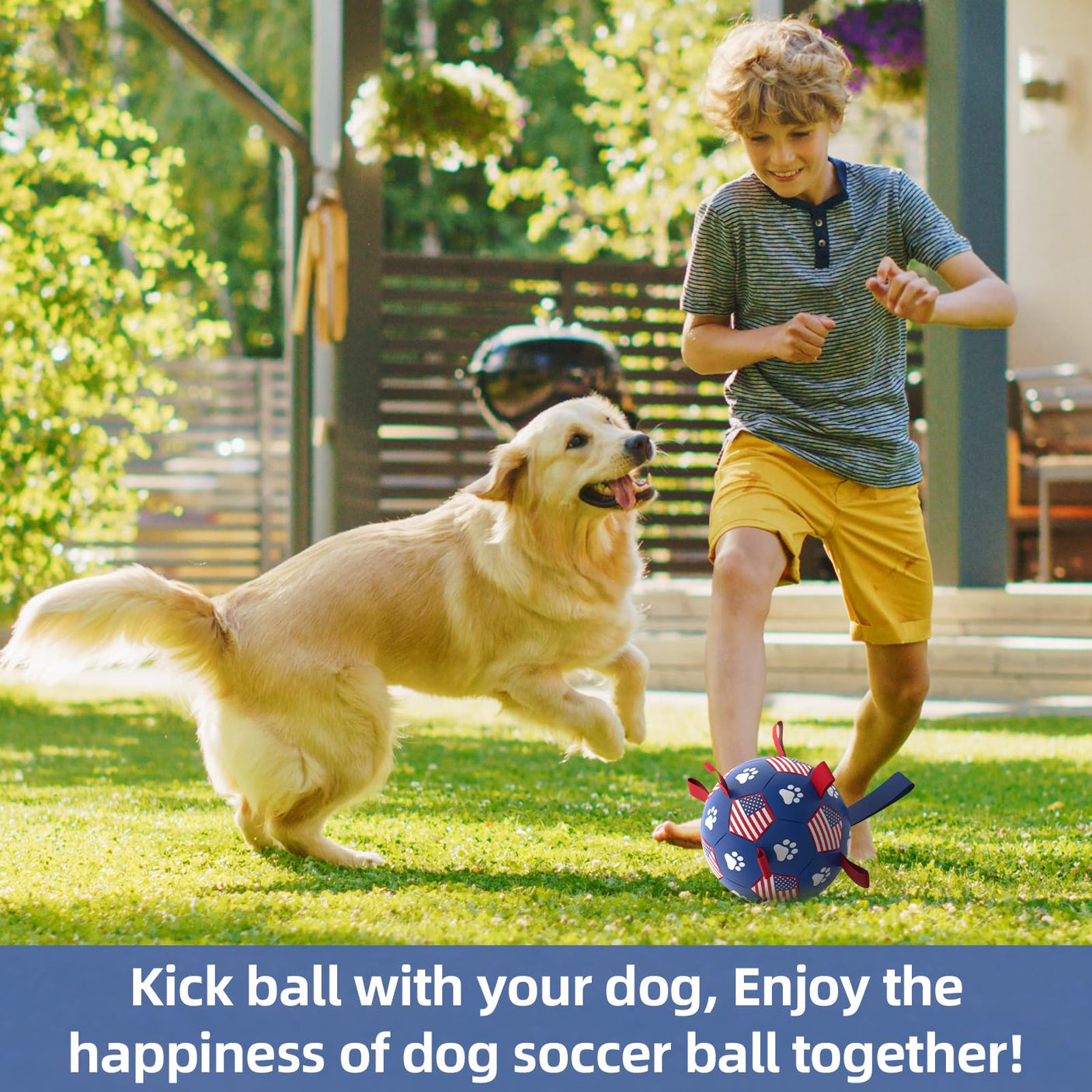 QDAN Premium Dog Toys Balls, Dog Soccer Ball with Straps, Dog Birthday Gifts, Herding Ball, Durable Balls for Small Medium Pet, Puppy Outdoor Toy, Pet Training Soccer Ball, World Cup Soccer (6 Inch)