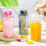 Remerry 3 Pcs Milk Carton Water Bottle Square Plastic Coffee Portable Reusable Milk Carton Cup Leakproof Juice Bottle