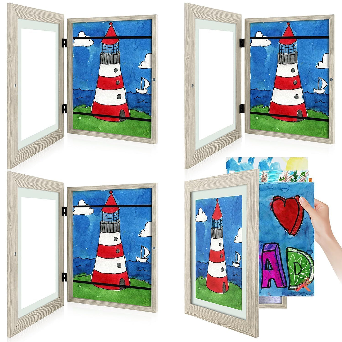 Golden State Art, 10x12.5 Kids Art Frames, Front-Opening Picture Frame Great for Kids Drawings, Artworks, Children Art Projects, Schoolwork, Home or Office (Walnut Set of 2)