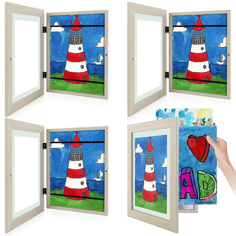 Golden State Art, 10x12.5 Kids Art Frames, Front-Opening Picture Frame Great for Kids Drawings, Artworks, Children Art Projects, Schoolwork, Home or Office (Walnut Set of 2)