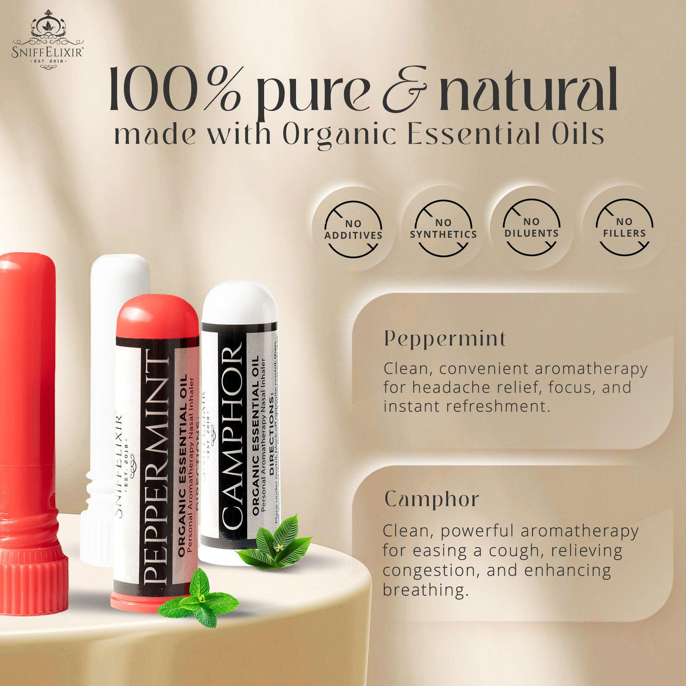 Nasal Stick Inhaler Lavender Nasal Aromatherapy Inhaler - Natural Essential Oil Inhaler for Calm Mind, Mood Boost Nausea Inhaler Relaxation Gifts Nasal Inhaler Stick Portable Nasal Inhalers for Adults