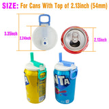 4-pack 4 Color Soda Can Lids with straw, Soda Can Covers with Silicone straw BPA-Free Reusable For Fits standard For Canned Beverage, Beer, Juice,Seltzer. (Colour mixture)