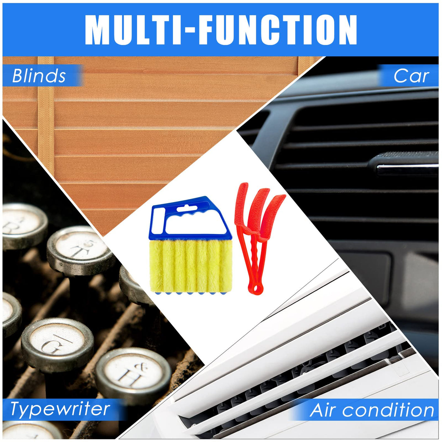 4 Pcs Window Venetian Blind Cleaner Duster Tool 7 Finger Blind Rush and Shutter Cleaner Brush Hand-held Window Shutter Air Conditioner Duster for Dirt(Yellow, Orange)