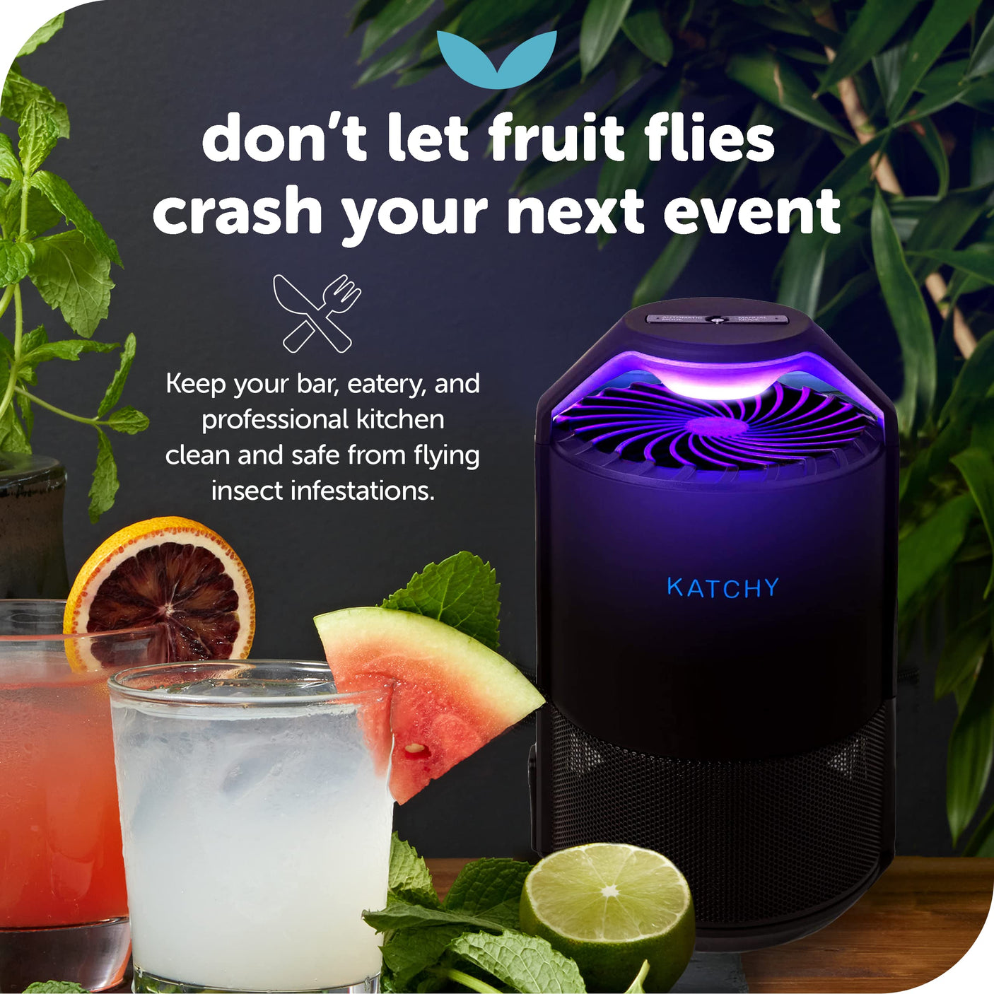 Katchy Indoor Insect Trap - Catcher & Killer for Mosquitos, Gnats, Moths, Fruit Flies - Non-Zapper Traps for Inside Your Home - Catch Insects Indoors with Suction, Bug Light & Sticky Glue (Black)