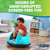 Flybar 6V Blue Glow Bumper Car for Kids – LED Ride-On Toy with 360° Spin, Rechargeable Battery, and Soft Rubber Bumpers – Safe Indoor Fun for Toddlers Ages 1.5+, Up to 66 lbs