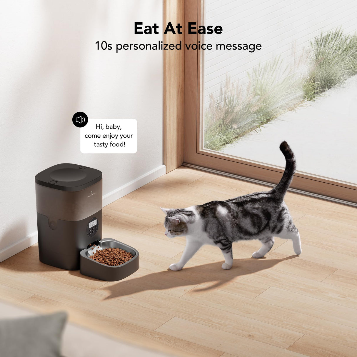PETLIBRO Automatic Dog Feeder, 6L Dog Food Dispenser with Timer Interactive Voice Recorder, Auto Dog Feeder with Desiccant Bag 1-4 Meals Dry Food, Black Transparent