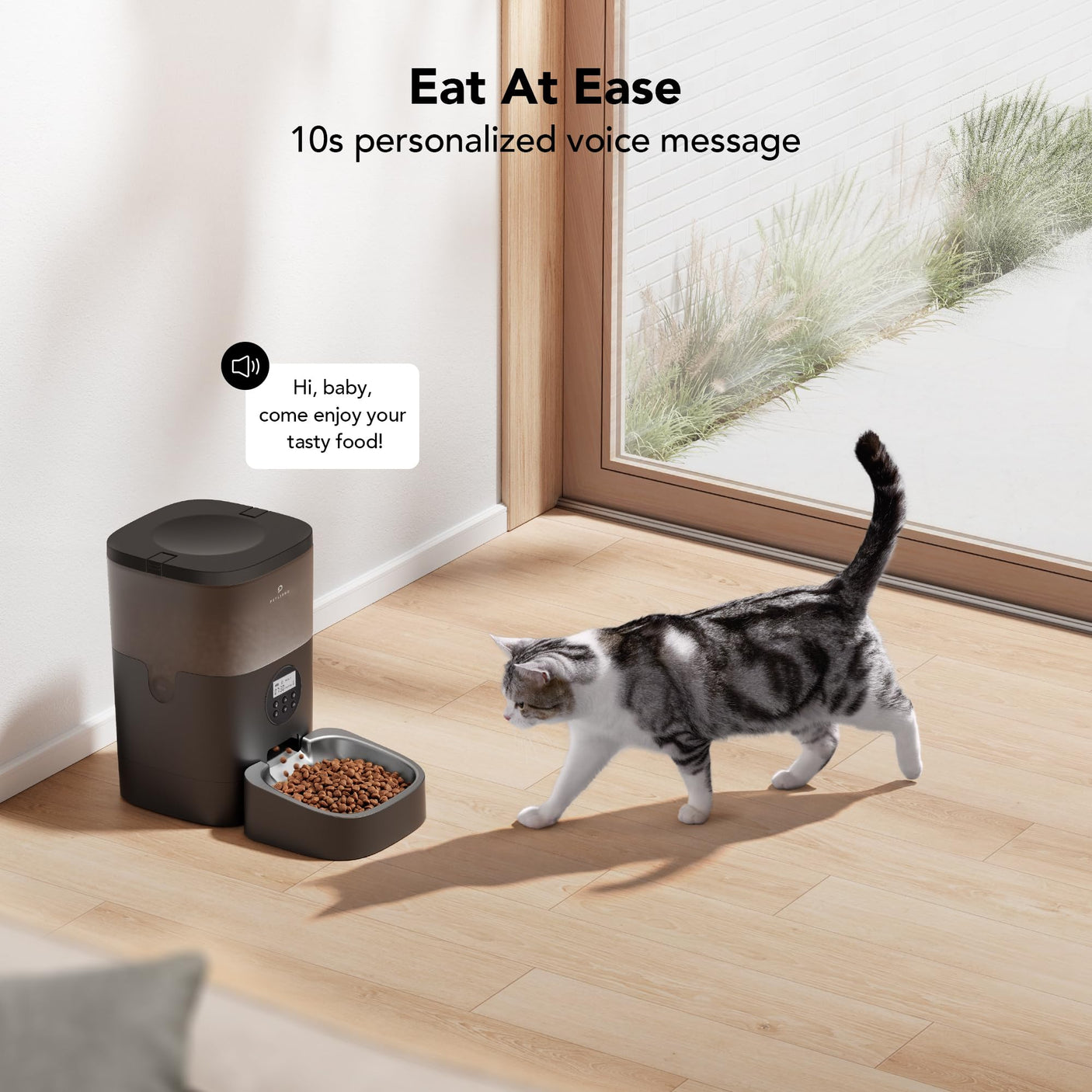 PETLIBRO Automatic Dog Feeder, 6L Dog Food Dispenser with Timer Interactive Voice Recorder, Auto Dog Feeder with Desiccant Bag 1-4 Meals Dry Food, Black Transparent