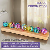 7 Chakra Natural Healing Spheres with LED Wooden Stand 40mm Crystal Quartz Stones for Meditation Positive Energy Night Light Decoration Balls Set for Home