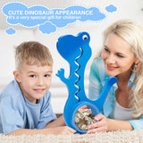 Wooden Dinosaur Piggy Bank Boalord for Boys Kids Girls Clear Big Belly Animal Coin Bank for Toddler Real Money Toy（Dino-Blue）