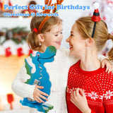 Wooden Dinosaur Piggy Bank Boalord for Boys Kids Girls Clear Big Belly Animal Coin Bank for Toddler Real Money Toy（Dino-Blue）
