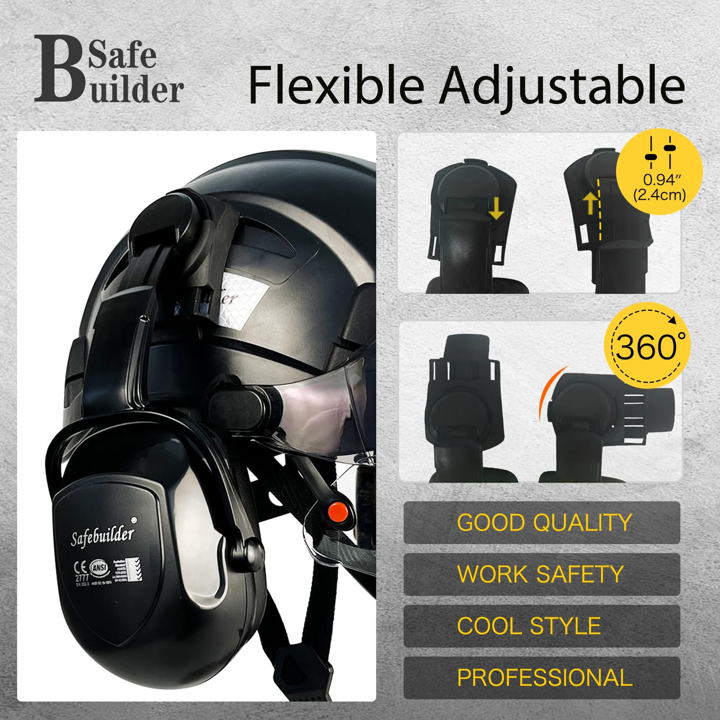 Industrial Safety Helmet with Visor Ear Muffs Hard Hat with Visor Vented Hardhats Construction Work Head Protection ANSI