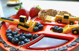 Constructive Eating Plate and Utensils Set - USA-Made Toddler Dinnerware with Divided Plates (Dinosaur)