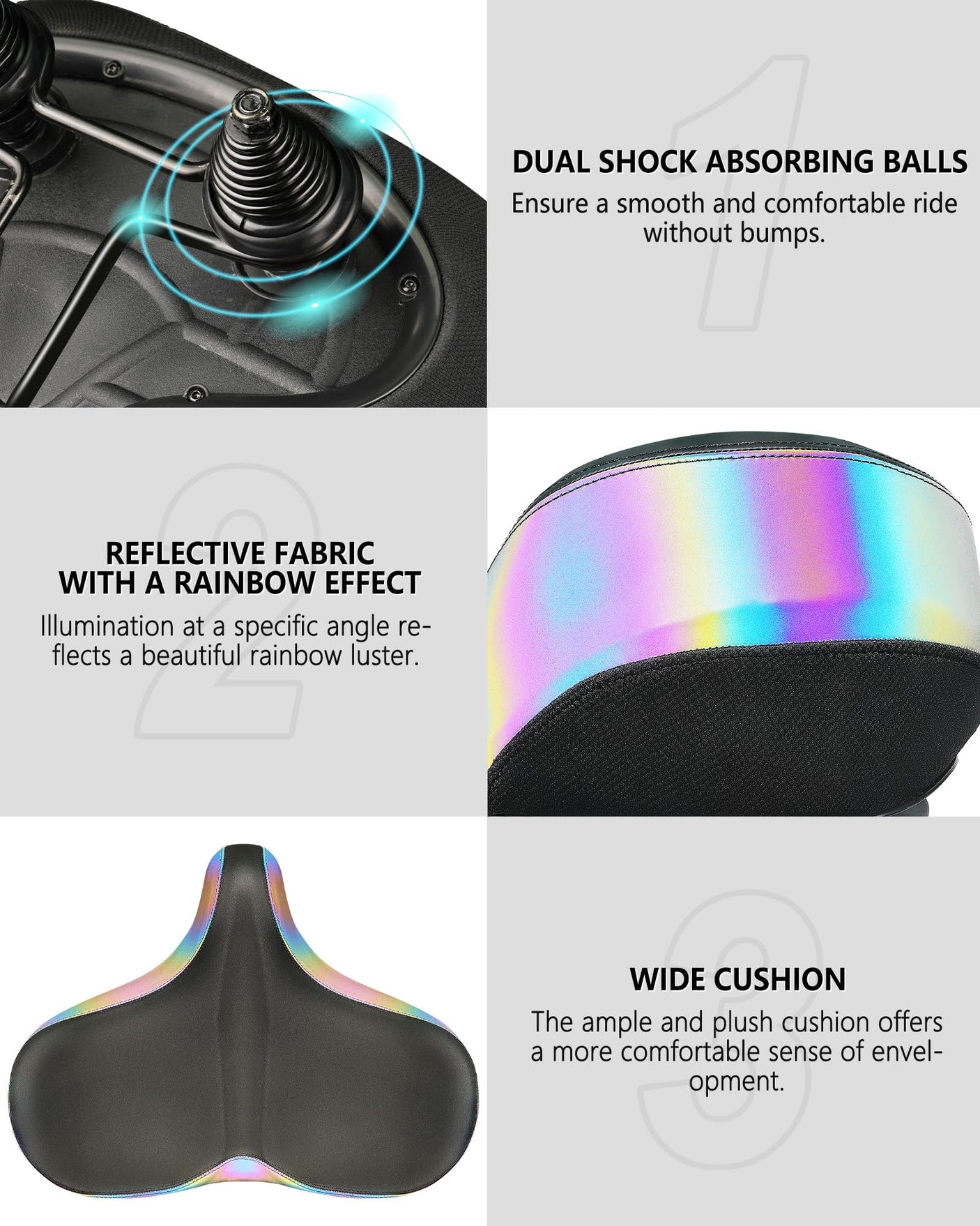 YLG Oversized Comfort Bike Seat Comfortable Replacement Bike Saddle Memory Foam Soft Bike Saddle Waterproof Universal Fit Bicycle Seat for Women Men