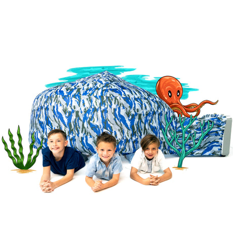 The Original Patented AirFort - Build A Fort in 30 Seconds, Inflatable Fort for Kids, Play Tent for 3-14 Years, A Playhouse Where Imagination Runs Wild, Fan not Included (Starry Night)