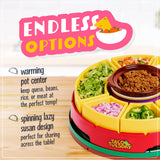 Nostalgia Taco Tuesday Heated Lazy Susan Taco Bar Serving Set for a Party with 4 Tortilla Holders, Fondue Pot for Burritos, Nachos, and Fajitas - 20 Oz. - Red