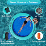 Round Floating Ring Inflatable Water Hammock Heavy Duty River Floats Lake Raft for Adults Tanning Pool Lounger Float Island Platform Pad Mat for Party