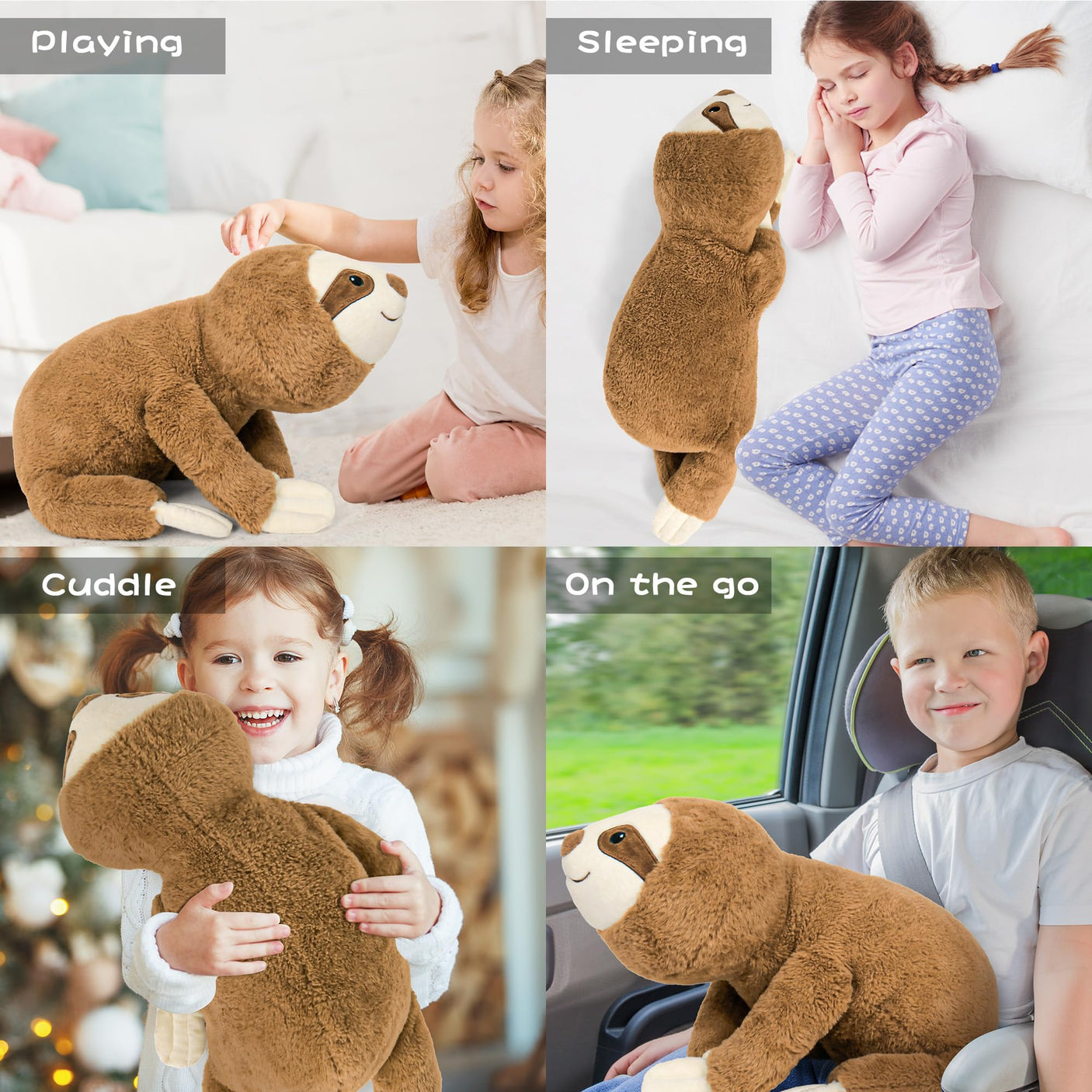 5 lbs, 24 inches Panda Weighted Stuffed Animals, Cuddly Weighted Panda Plush Pillow Giant Plushie Ideal Gift for Adults & Kids