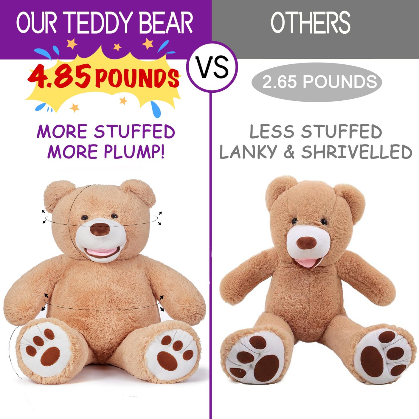 IKASA Giant Teddy Bear Plush Toy Stuffed Animals(Brown,78 inches)