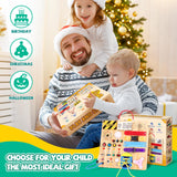 Busy Board, Montessori Toy for 1-3 Years Old, Wooden Toddler Sensory Travel Toy, Ideal Gift for 1+ Year Old Boys (Busy Board Plus V2), Medium, Yellow