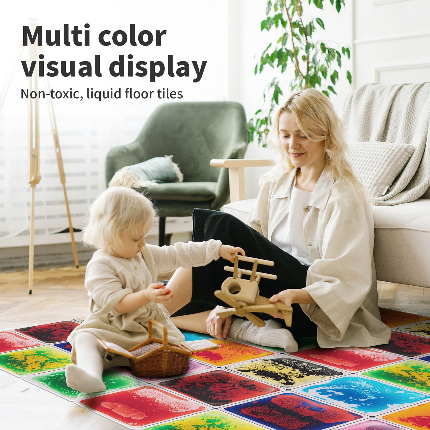 Art3d Liquid Fusion Activity Play Centers for Children, Toddler, Teens, 12" X 12" Pack of 9 Tiles