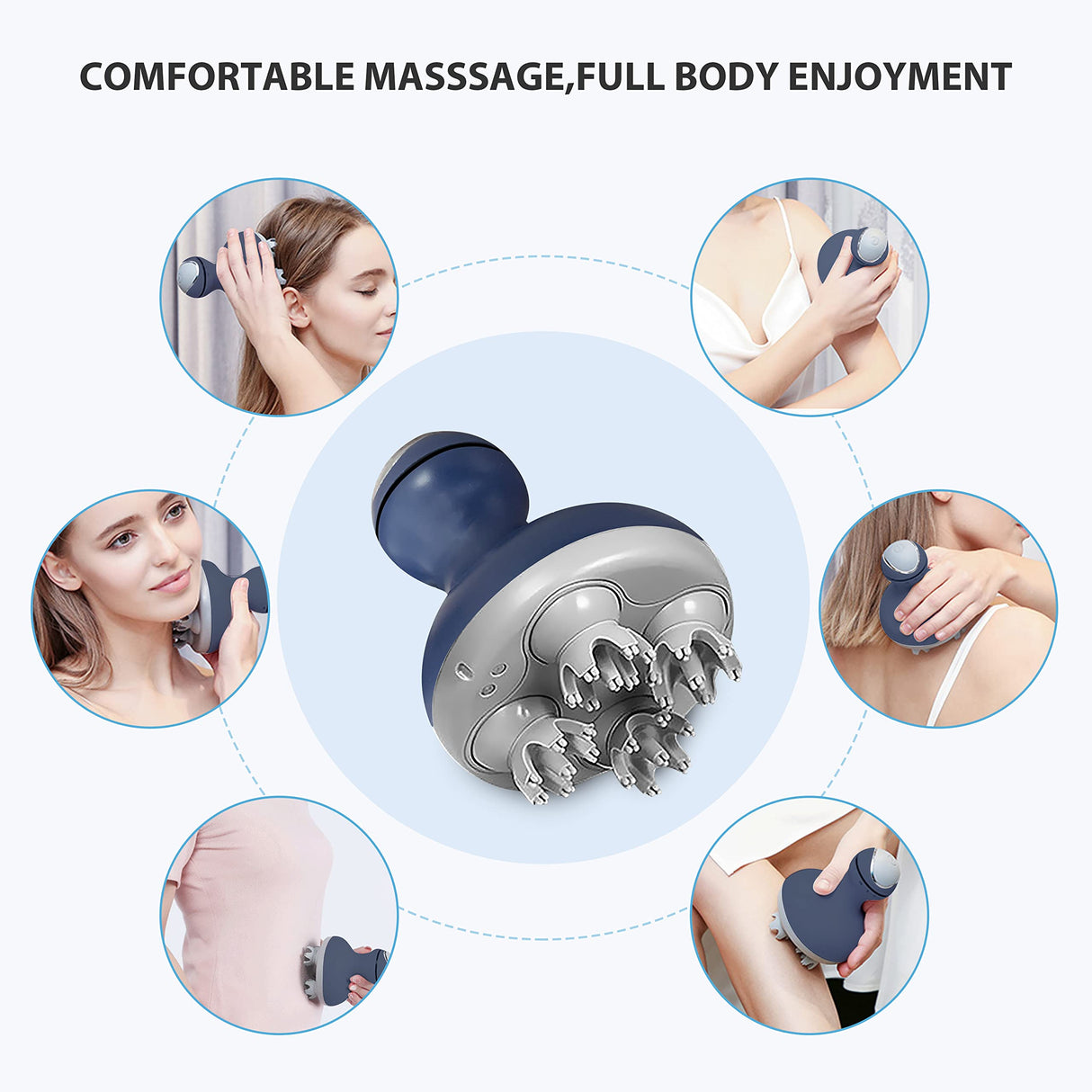 COMFIER Electric Cordless Hair Scalp Massager with Kneading 84 Massage Nodes, Handheld Portable Head Scratcher Massager for Hair Growth, Deep Clean and Stress Relax, Gifts for Men Dad
