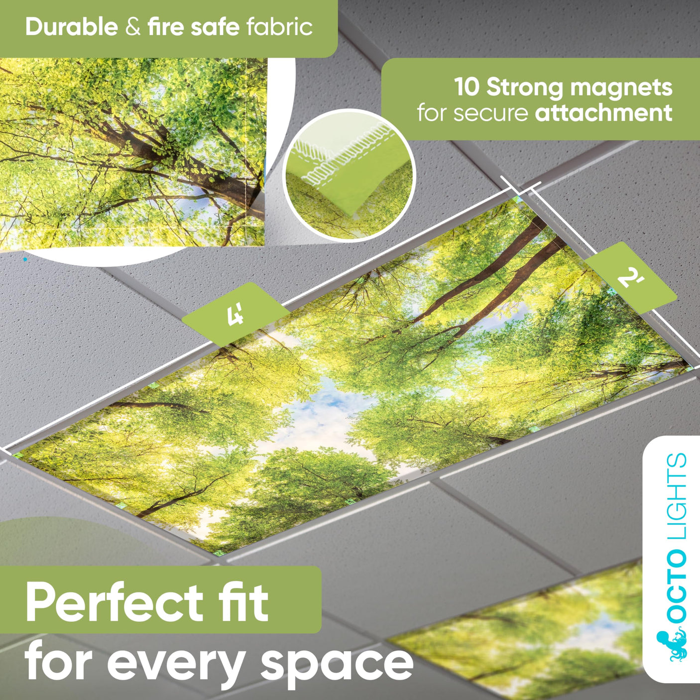 Magnetic Fluorescent Light Covers for Ceiling Lights - Astronomy Cover for Fluorescent & LED Fixture - Must Haves for Teacher Supplies - Classroom, Home, Office Decor - Shield Overhead Lighting
