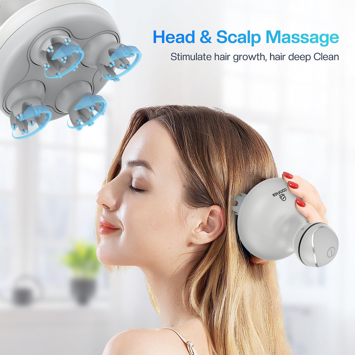 COMFIER Electric Cordless Hair Scalp Massager with Kneading 84 Massage Nodes, Handheld Portable Head Scratcher Massager for Hair Growth, Deep Clean and Stress Relax, Gifts for Men Dad