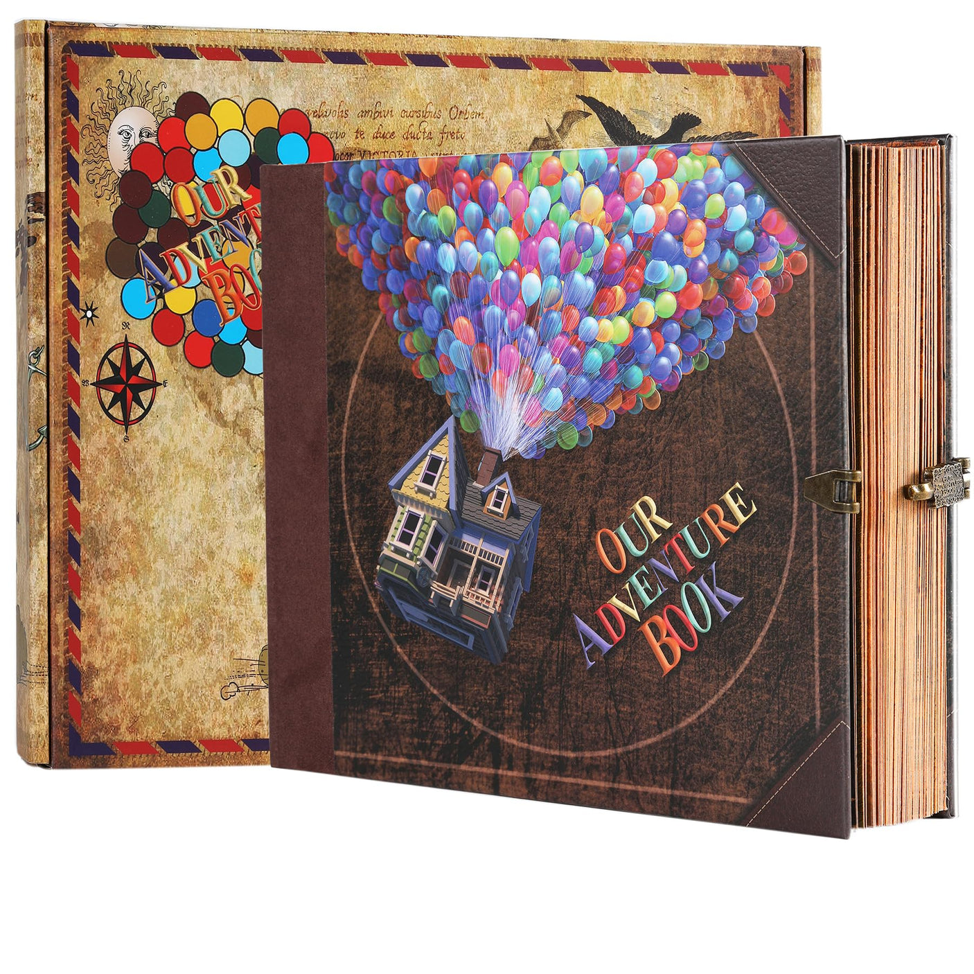 Scrapbook Photo Album,Our Adventure Book, Embossed Words Hard Cover Movie Up Travel Scrapbook for Anniversary, Wedding, Travelling, Baby Shower, etc (Adventure Book)