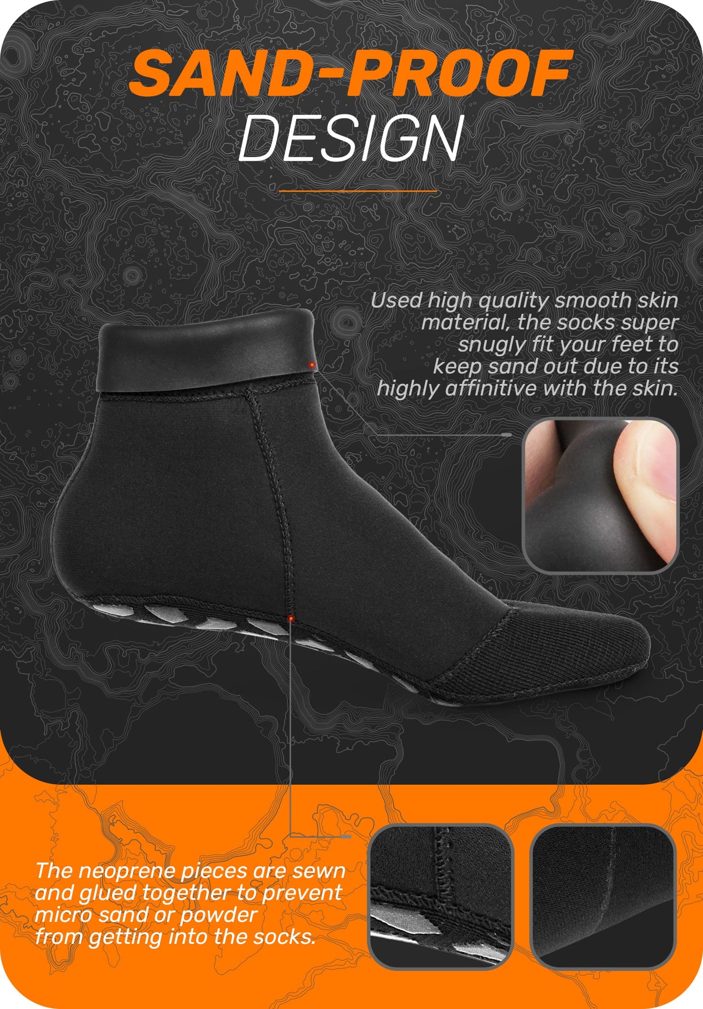 CAPAS 2mm Neoprene Sand Socks, Beach Volleyball Sand Proof Outdoor Socks, Wetsuit Diving Water Socks Keep Warm for Men Women