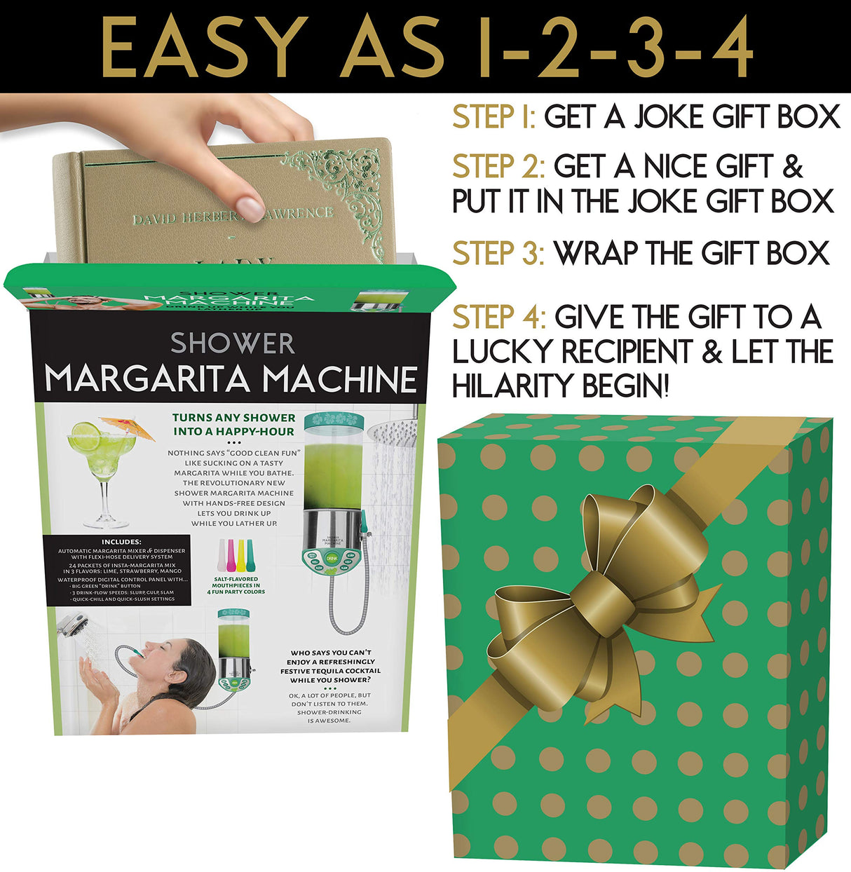 Seymour Butz Prank Gift Box Shower Margarita Machine - Perfect Gag Gift and Funny White Elephant Idea