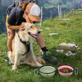 Dog Bowl Pet Collapsible Bowls, 2 Pack for Cats Dogs, Portable Pet Feeding Watering Dish for Walking Parking Traveling with 2 Carabiners (Small, Blue+Green)