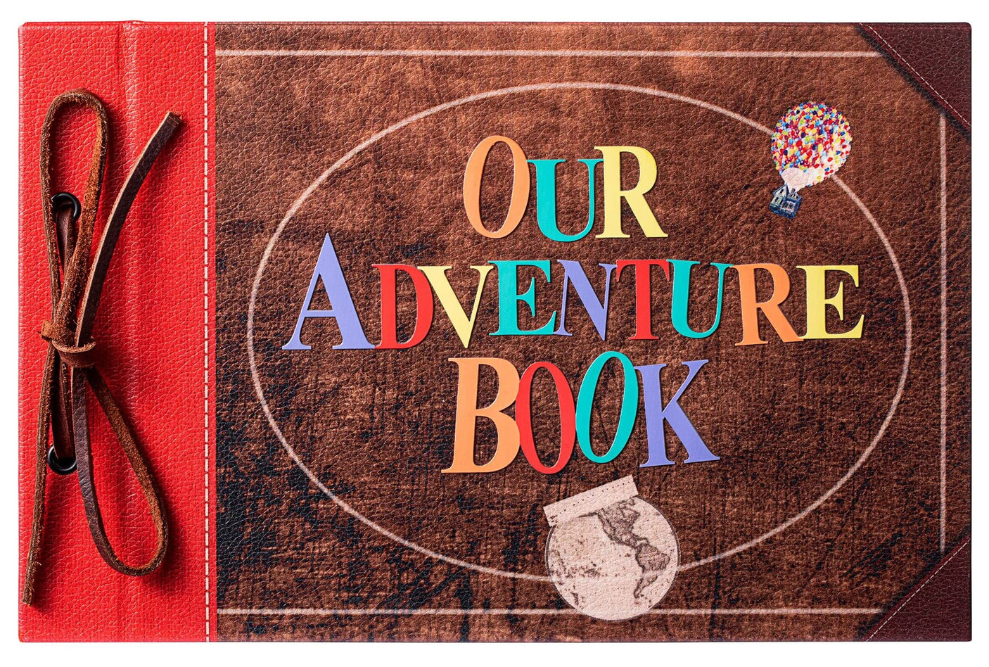 Scrapbook Photo Album,Our Adventure Book, Embossed Words Hard Cover Movie Up Travel Scrapbook for Anniversary, Wedding, Travelling, Baby Shower, etc (Adventure Book)