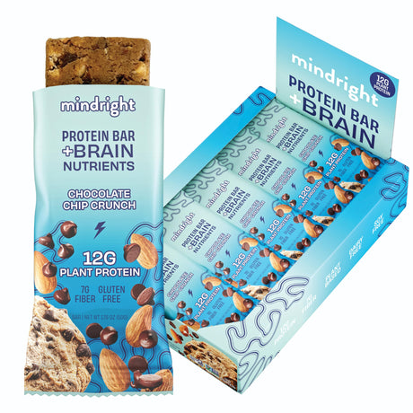 Mindright Superfood Vegan Protein Bar | Gluten Free, Non-Gmo, Low Sugar | Brain Food Snack to Enhance Mood, Energy, and Focus | Pack of 12 (Peanut Butter Cup)