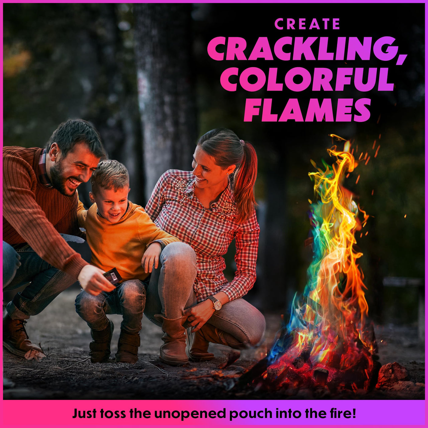 Magical Flames Fire Color Changing Packets for Fire Pit, Indoor/Outdoor Fireplace, Campfires, Bonfires - 25 Pack of Flame Color Changing Packets Camping Accessories