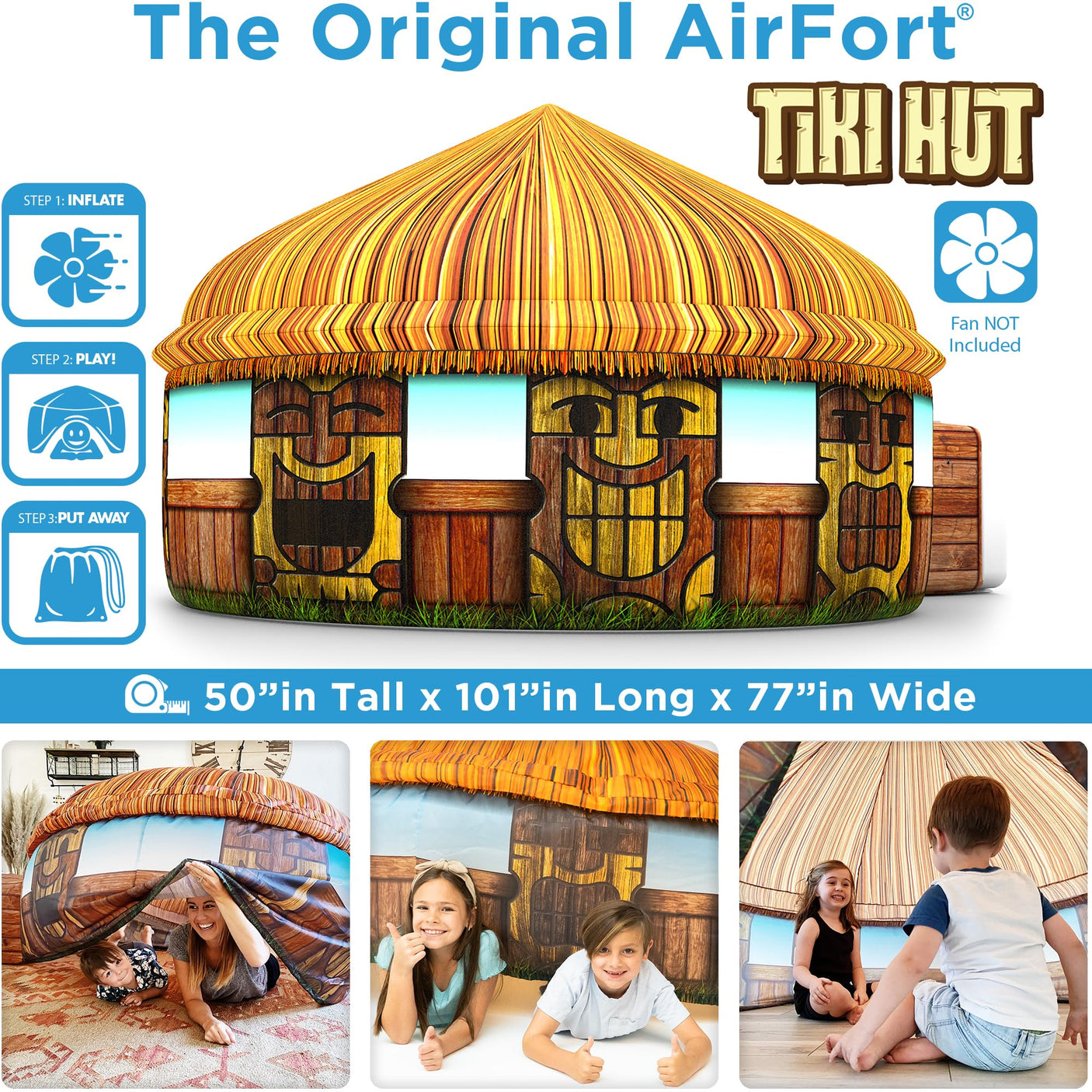 The Original Patented AirFort - Build A Fort in 30 Seconds, Inflatable Fort for Kids, Play Tent for 3-14 Years, A Playhouse Where Imagination Runs Wild, Fan not Included (Starry Night)